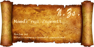 Naményi Zsanett névjegykártya